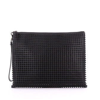 Christian Louboutin Peter Pouch Spiked Leather Medium Black 3609704
