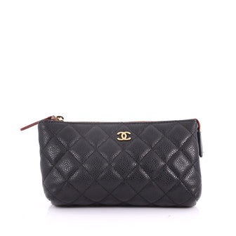 Chanel CC Cosmetic Pouch Quilted Caviar Small  Black 36097/05