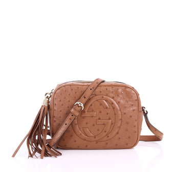 Gucci Soho Disco Crossbody Bag Ostrich Small Brown 3611601