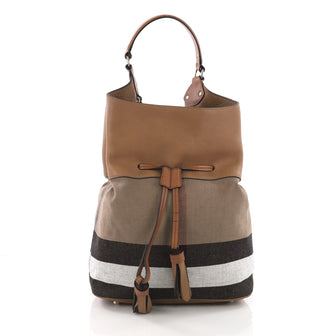Burberry Ashby Drawstring Handbag House Check Canvas 3612303