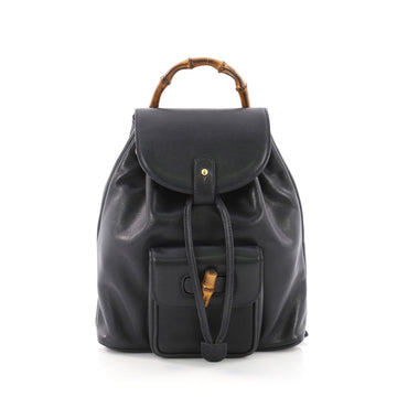 Gucci Vintage Bamboo Backpack Leather Mini Blue 3612306