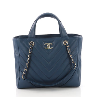  Chanel Statement Shopping Tote Chevron Calfskin Small 3612402