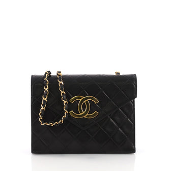 Chanel Vintage Envelope Flap Bag Quilted Lambskin Small Black 3612408