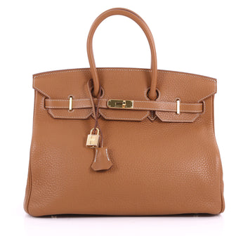 Hermes Birkin Handbag Brown Clemence with Gold Hardware 3612417