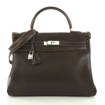 Hermes Kelly Handbag Brown Gulliver with Palladium 3612418