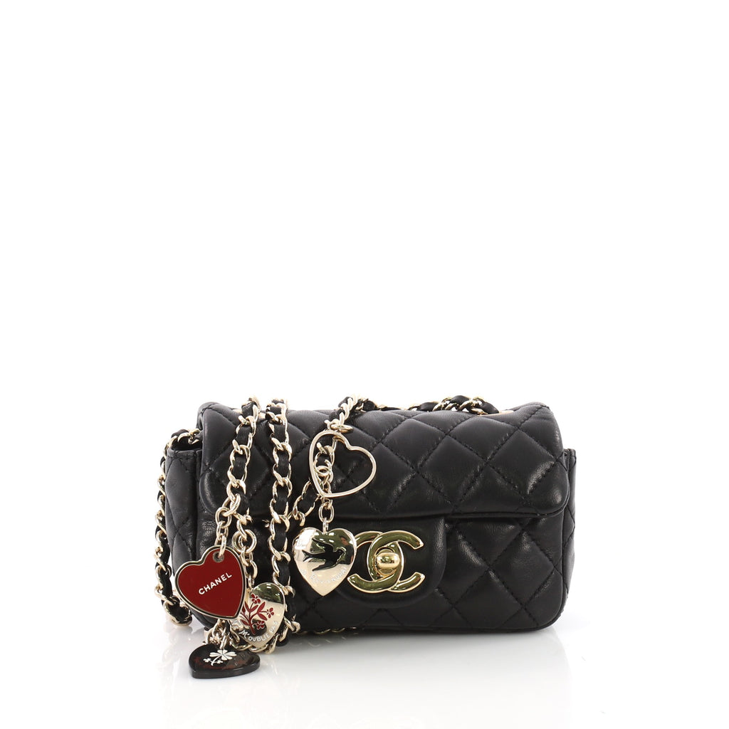 Chanel Coral Quilted Lambskin Mini Enamel Heart Valentine Flap