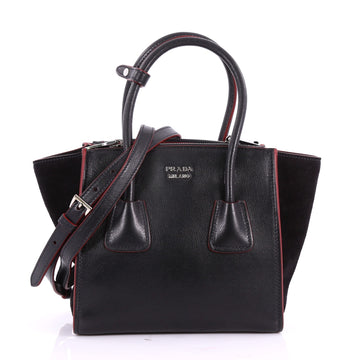 Prada Twin Pocket Tote Glace Calf and Suede Mini Black 3613001
