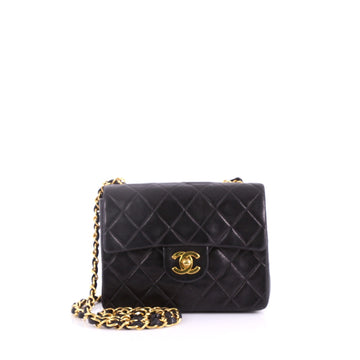 Chanel Vintage Square Classic Single Flap Bag Quilted Lambskin Mini