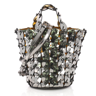 Jimmy Choo Maxine Bucket Bag Studded Woven Leather Small Silver 3613127