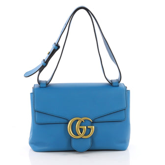 Gucci GG Marmont Shoulder Bag Leather Small Blue 3613901