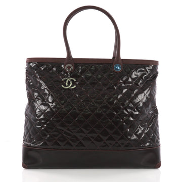 Chanel CC Charm Zip Tote Quilted Coated Canvas Large Red 3614505