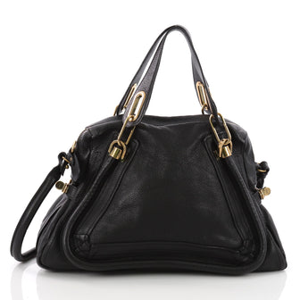 Chloe Paraty Top Handle Bag Leather Medium Black 3614511