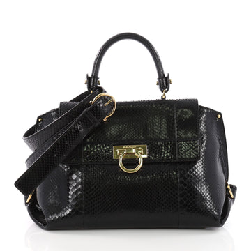 Salvatore Ferragamo Sofia Satchel Python Small Black 3614518