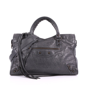 Balenciaga City Classic Studs Handbag Leather Medium Gray 3614702
