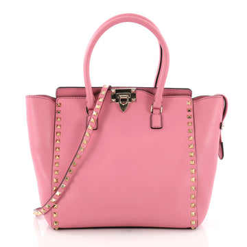 Valentino Rockstud Tote Rigid Leather Medium Pink 3615101