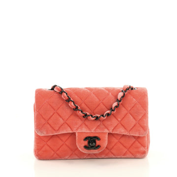 Chanel Classic Single Flap Bag Quilted Velvet Mini Red 3615105