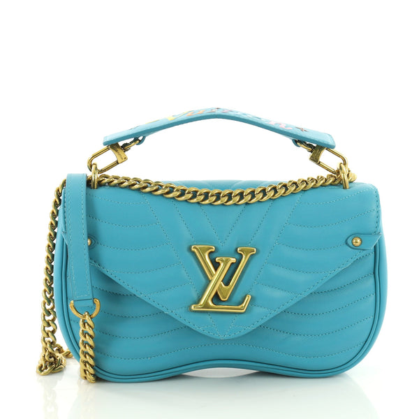 Louis Vuitton LV New Wave Chain Bag MM Blue Leather ref.1012436