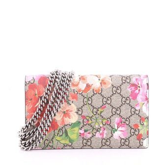 Gucci Chain Wallet Blooms Print GG Coated Canvas Pink 3616301