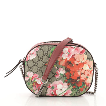 Gucci Chain Crossbody Bag Blooms Print GG Coated Canvas Mini Pink 3616905
