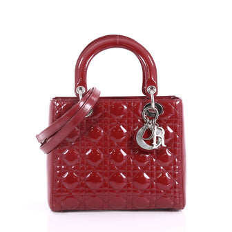 Christian Dior Lady Dior Handbag Cannage Quilt Patent Red 3620609