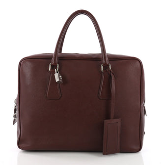 Prada Zip Around Briefcase Saffiano Leather Large Red 36206/11