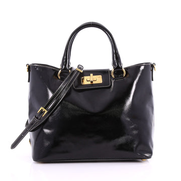 Prada Turn Lock Tote Vernice Saffiano Leather Medium Black 3620902