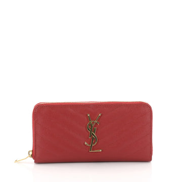 Saint Laurent Classic Monogram Zip Around Wallet Red 3621801