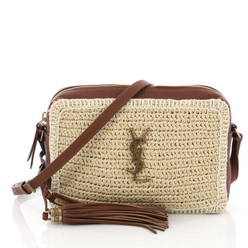 Saint Laurent Lou Camera Bag Woven Raffia Small Neutral 3621803