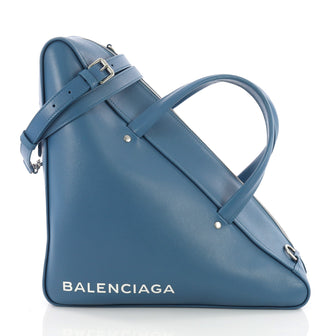 Balenciaga Triangle Duffle Bag Leather Medium Blue 3622501