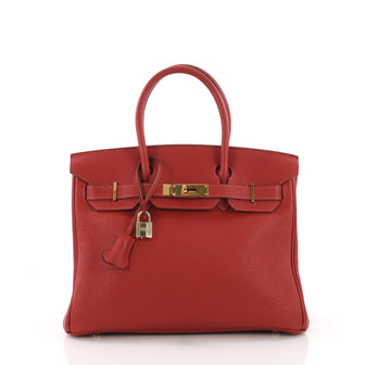 Hermes Birkin Handbag Red Togo with Gold Hardware 30 Red 3623202