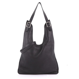 Hermes Massai Handbag Leather 32 Black 3623214