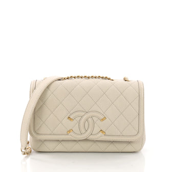 Chanel Filigree Flap Bag Quilted Caviar Small Neutral 3623226
