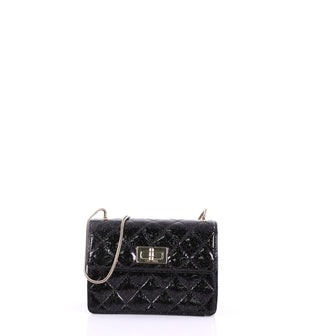 Chanel Mademoiselle Lock Evening Bag Glitter Quilted 3623239