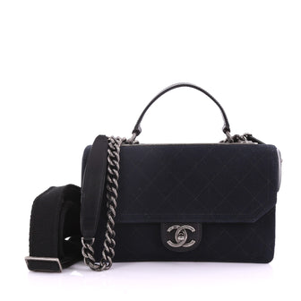 Chanel Paris-Salzburg Top Handle Bag Quilted Fabric Medium Black 3623245