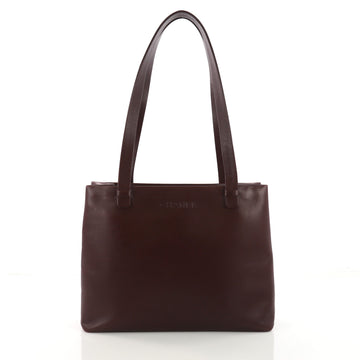 Chanel Vintage Logo Open Tote Leather Medium Red 3623250