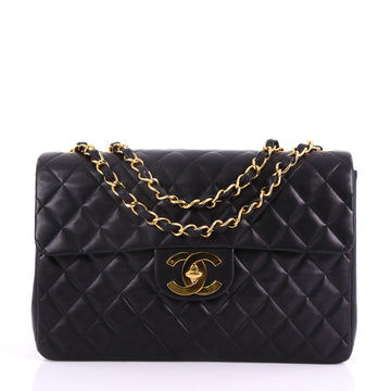 Chanel Vintage Classic Single Flap Bag Quilted Lambskin Maxi Black 3623254