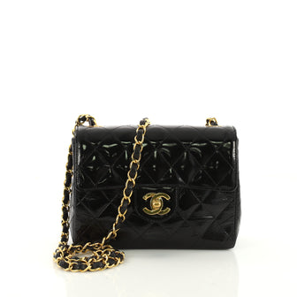 Chanel Vintage Square Classic Single Flap Bag Quilted Patent Mini 3623256