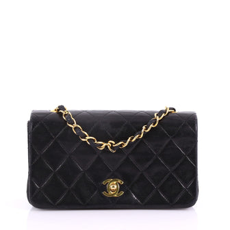 Chanel Vintage Full Flap Bag Quilted Lambskin Mini Black 3623257