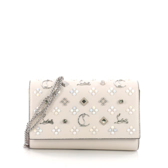 Christian Louboutin Paloma Clutch Spiked Leather White 3623271