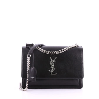 Saint Laurent Sunset Crossbody Bag Leather Medium Black 36236/01