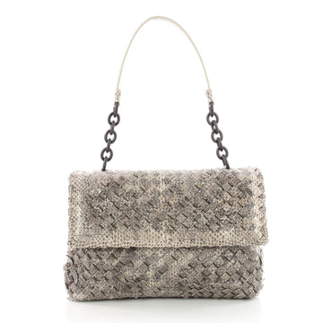 Bottega Veneta Olimpia Shoulder Bag Tobu Intrecciato Snakeskin Small Neutral 3623701