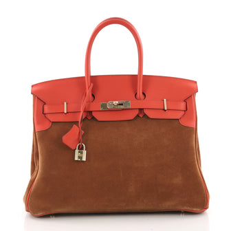 Hermes Birkin Handbag Brown Grizzly and Red Swift with 3624301