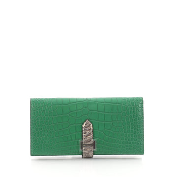 Hermes Bearn Wallet Matte Alligator with Lizard Long 3625301