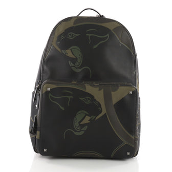 Valentino Backpack Canvas with Applique Large Green 3625901