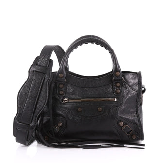 Balenciaga City Classic Studs Handbag Leather Mini Black 3627401