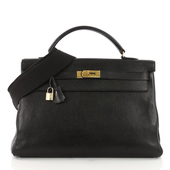 Hermes Kelly Handbag Black Ardennes with Gold Hardware 3627701