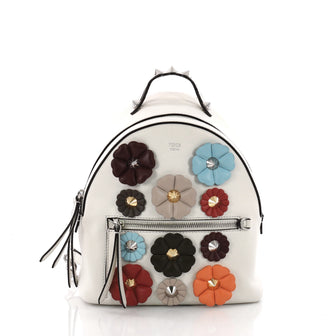 Fendi By The Way Flowerland Backpack Embellished Leather White 3630801