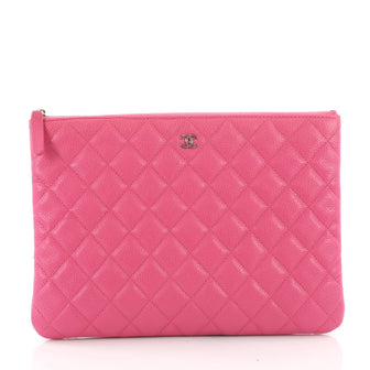 Chanel O Case Clutch Quilted Caviar Medium Pink 3631202