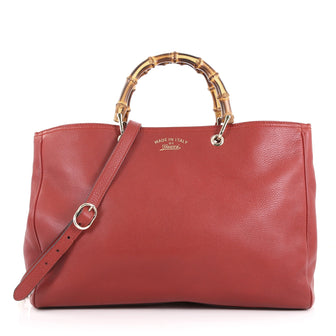 Gucci Bamboo Shopper Tote Leather Large Red 3631214