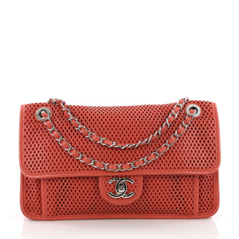 Chanel Up In The Air Flap Bag Perforated Leather Medium Red 3631216